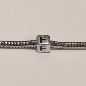 Silver F Spacer Charm for Pandora Style‎ Bracelet